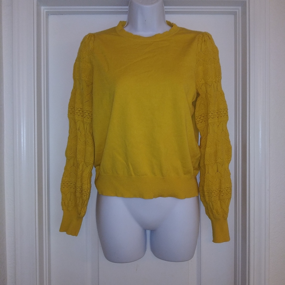 Who What Wear Yellow Knitted Sleeve Sweater